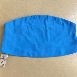 PINK Victoria's Secret Bright Blue Ribbed Bandeau